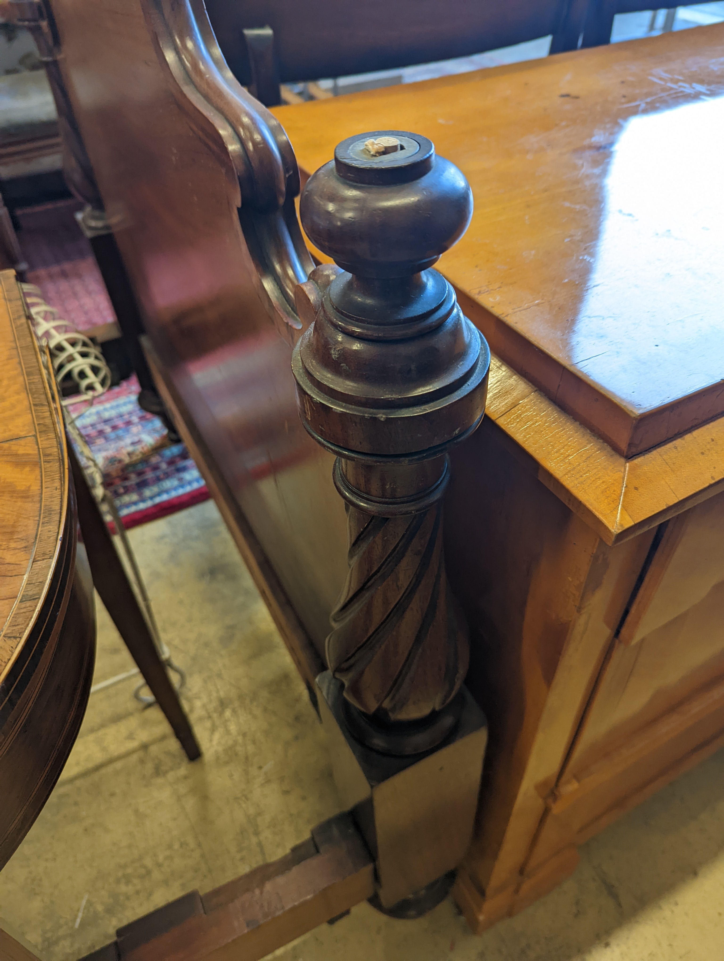 A pair of Victorian mahogany single bed frames, length 210cm, width 107cm